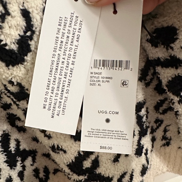 UGG Cream and Black Animal Print Turtleneck Sweater - Picture 3 of 9